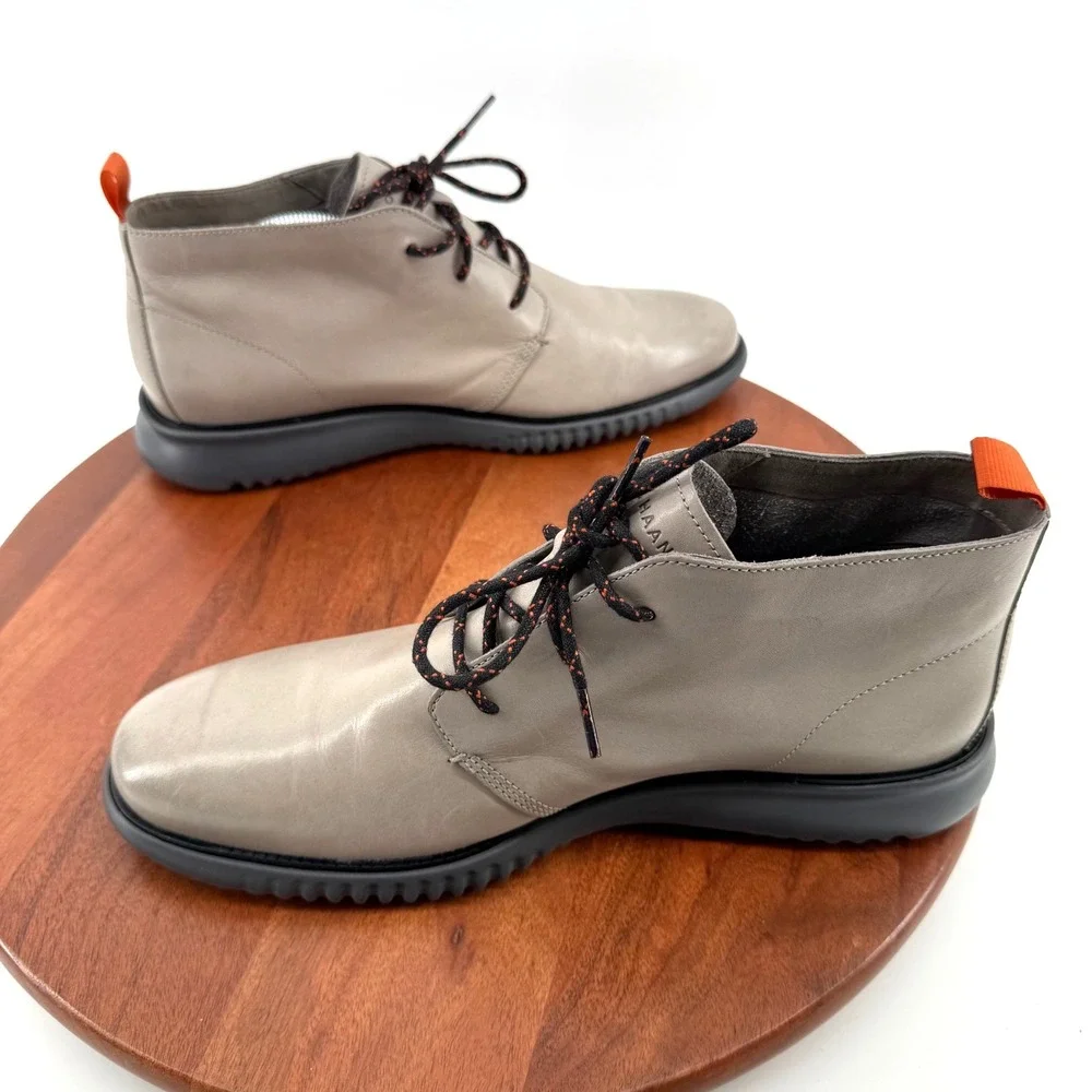 Cole Haan 2.Zerogrand Chukka Gray Leather Lace Up Boots C30310 Men's 11.5